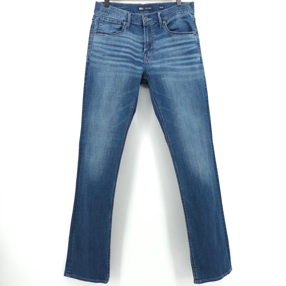 BKE Mens Jeans Jake Straight 33x34 Medium Wash Coolmax Denim Casual Rugged